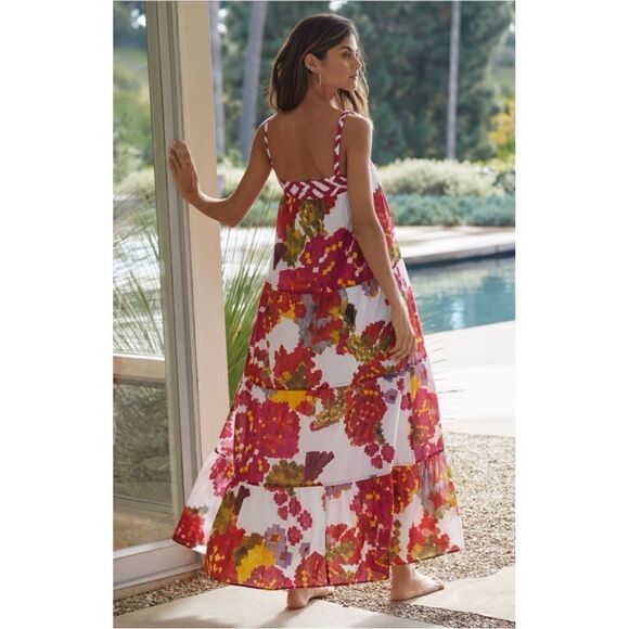 NEW Anthropologie Ro's Garden Natasha Kobe A-Line Floral TIered Maxi Dress Large - Picture 3 of 4